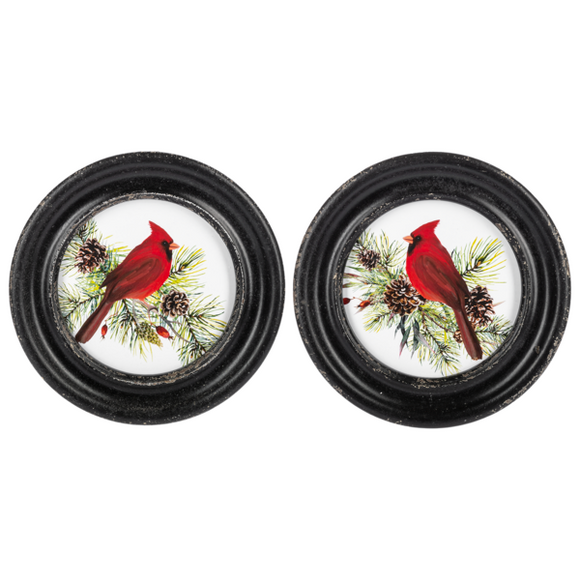 Framed Cardinal Round Wall Decor