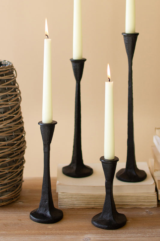 Cast Iron Taper Candle Holders - Set of Four