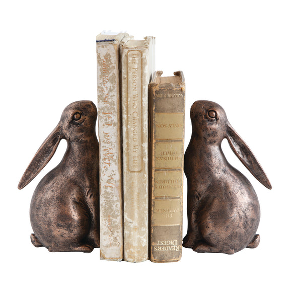Resin Bunny Bookends, Set of Two
