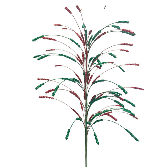 Glitter Cattail Spray 32"-Red/Emerald