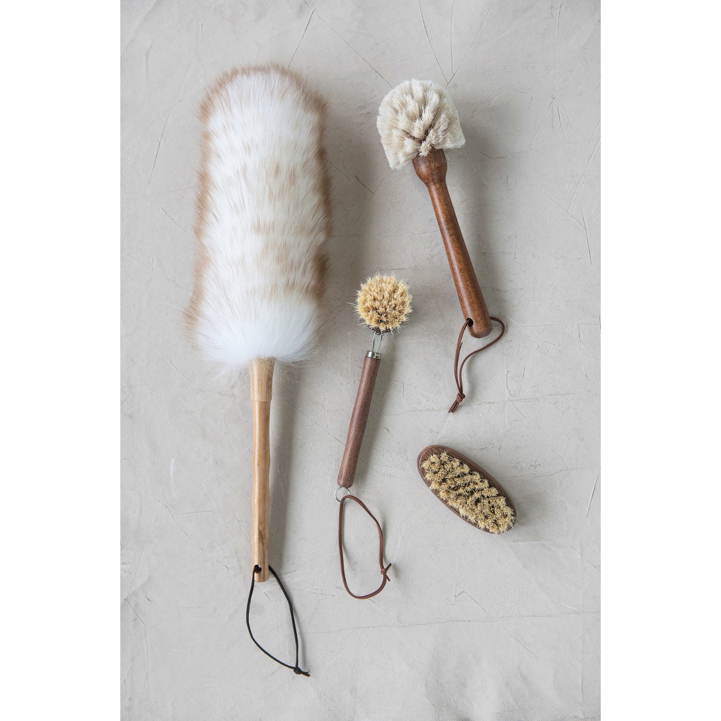 Beech Wood Dish Brush with Leather Tie