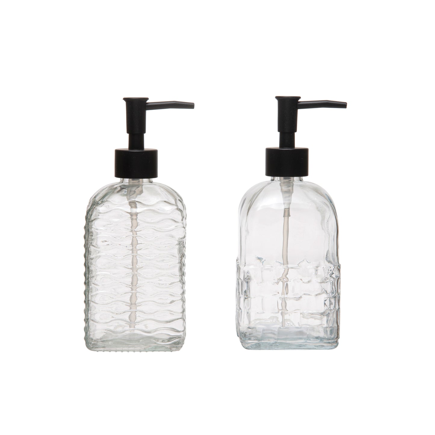 Embossed Glass Soap Dispenser with Pump