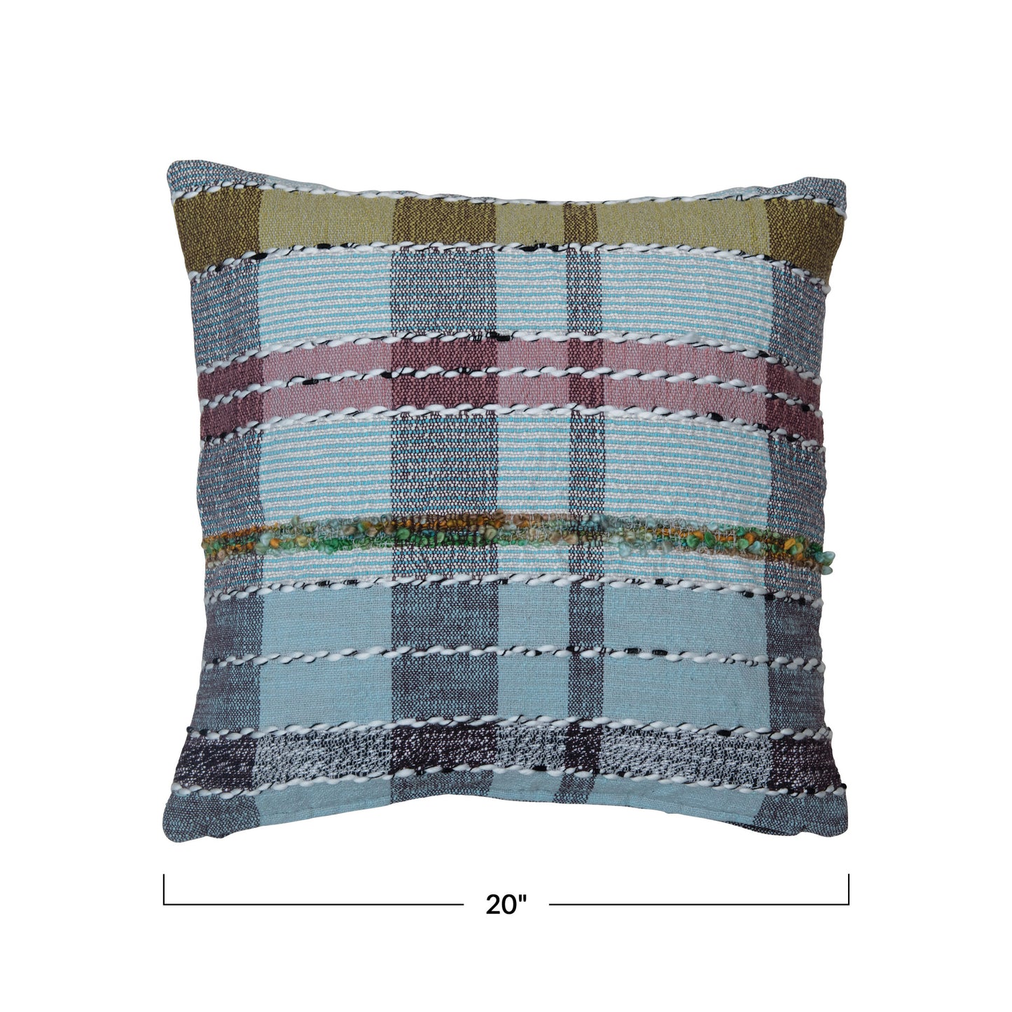 Woven Cotton & Wool Madras Plaid Pillow