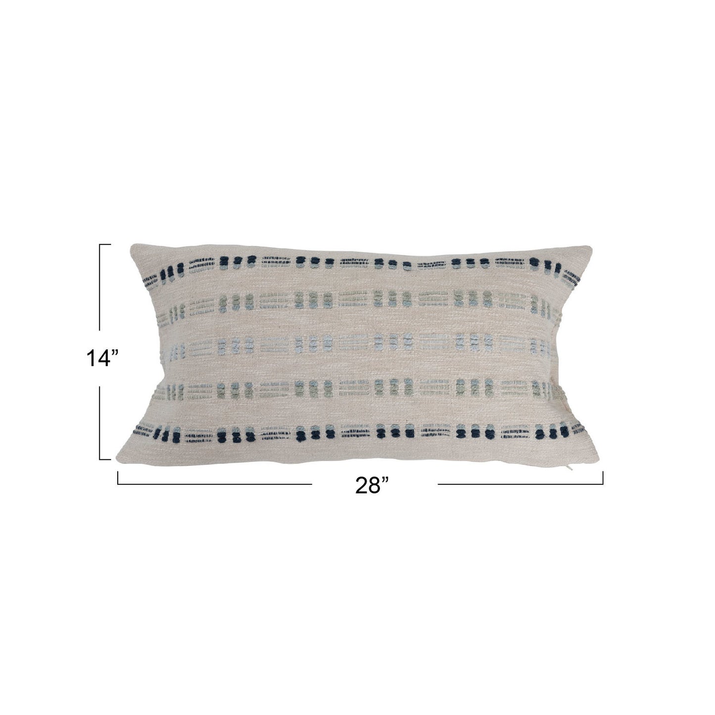 Woven Cotton Lumbar Pillow with Embroidery