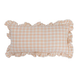 Cotton Lumbar Plaid Pillow with Ruffle