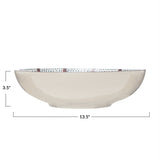Hand-Painted Stoneware Serving Bowl w/ Pattern