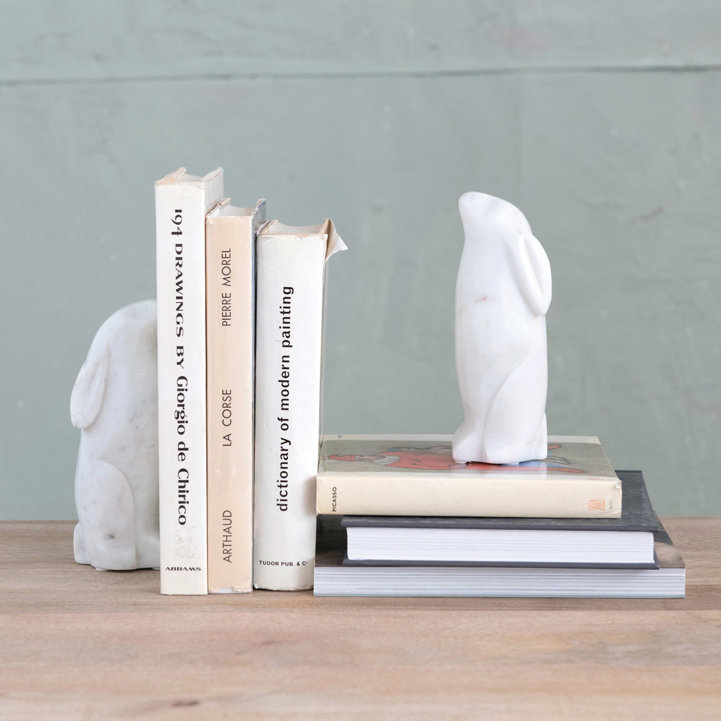 Marble Rabbit Bookends - Set of Two