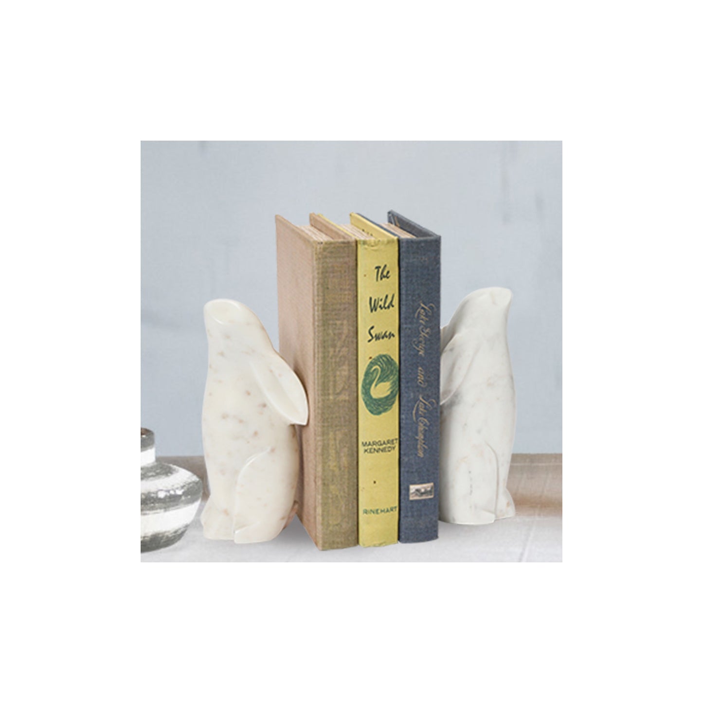 Marble Rabbit Bookends - Set of Two