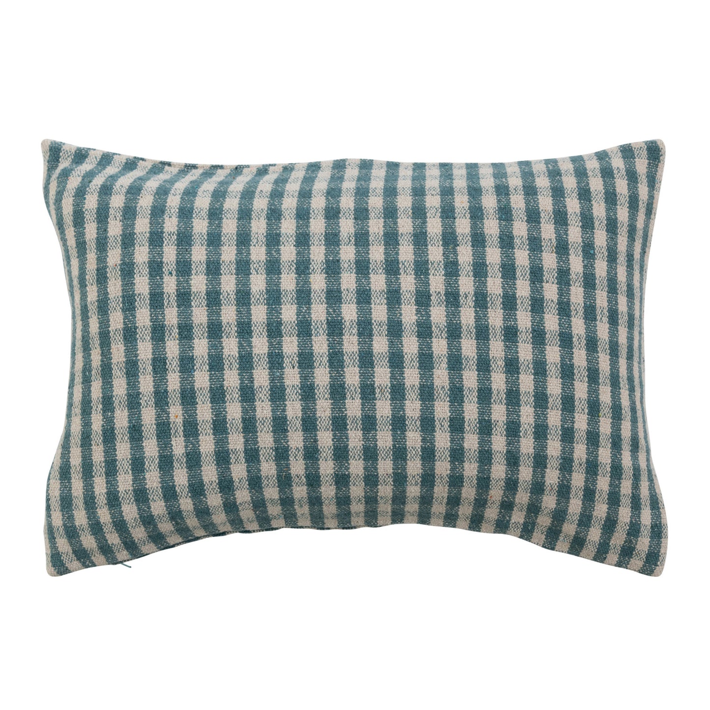 Woven Recycled Cotton Blend Lumbar Pillow Gingham