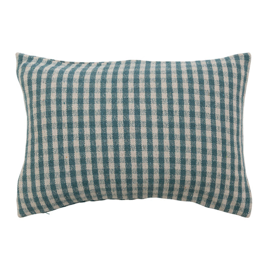 Woven Recycled Cotton Blend Lumbar Pillow Gingham