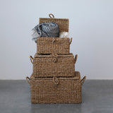 Hand-Woven Seagrass & Wire Framed Trunks, Choice of Three Sizes