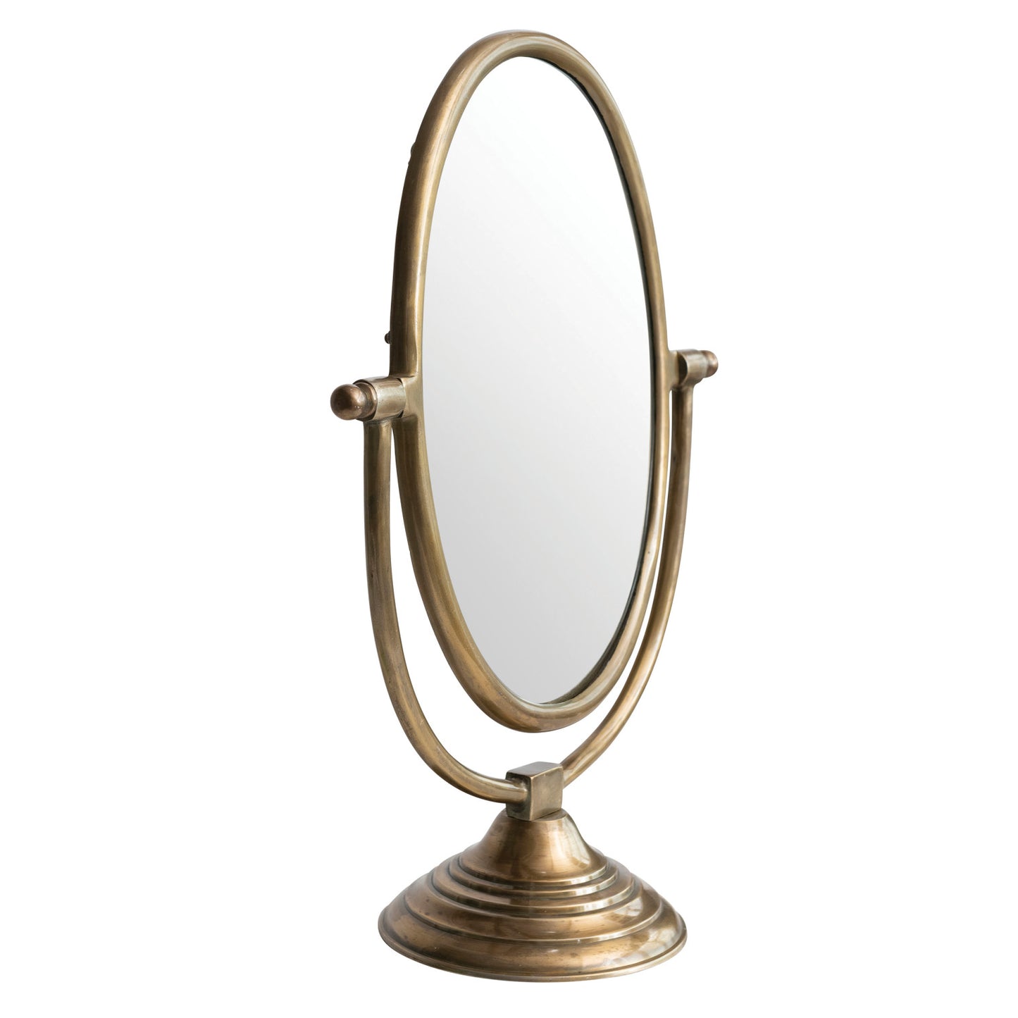 Aluminum Framed Mirror on Stand with Antique Brass Finish