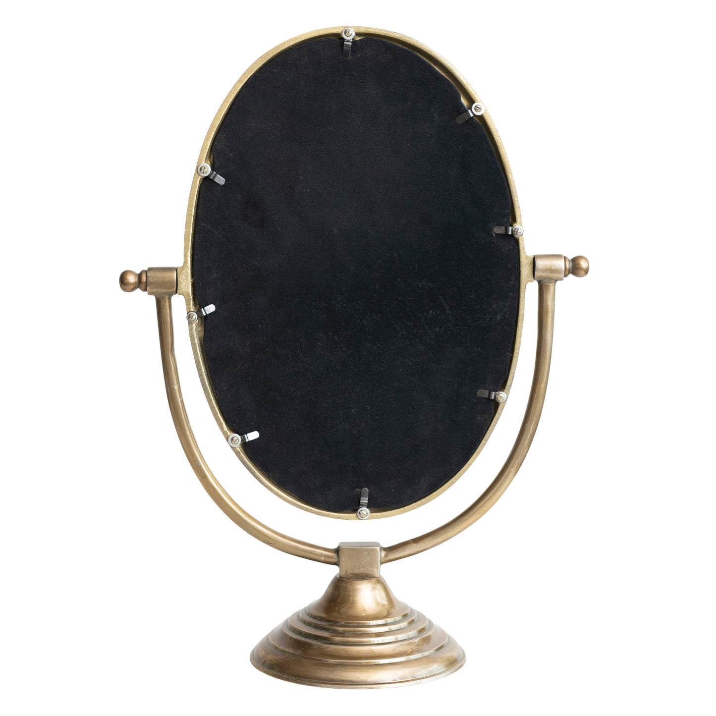 Aluminum Framed Mirror on Stand with Antique Brass Finish