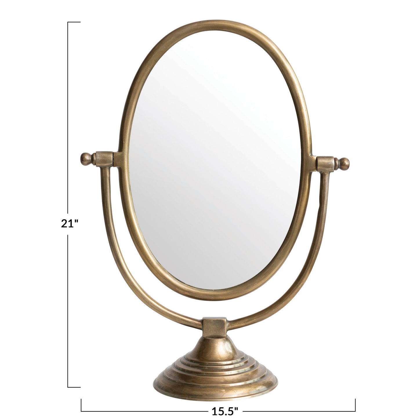 Aluminum Framed Mirror on Stand with Antique Brass Finish