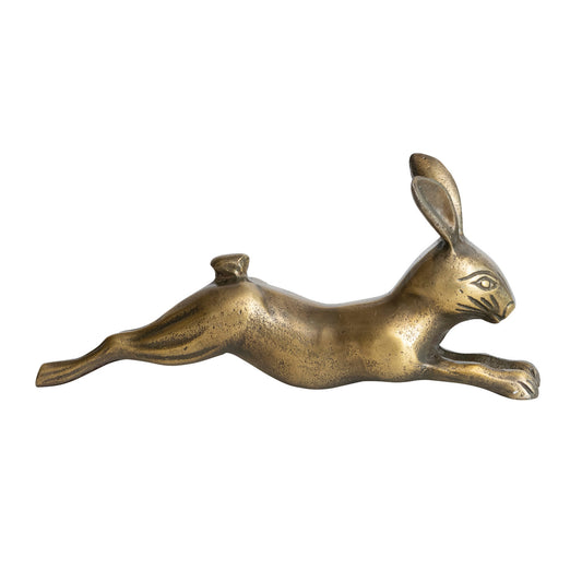 Cast Aluminum Rabbit in Antique Brass Finish