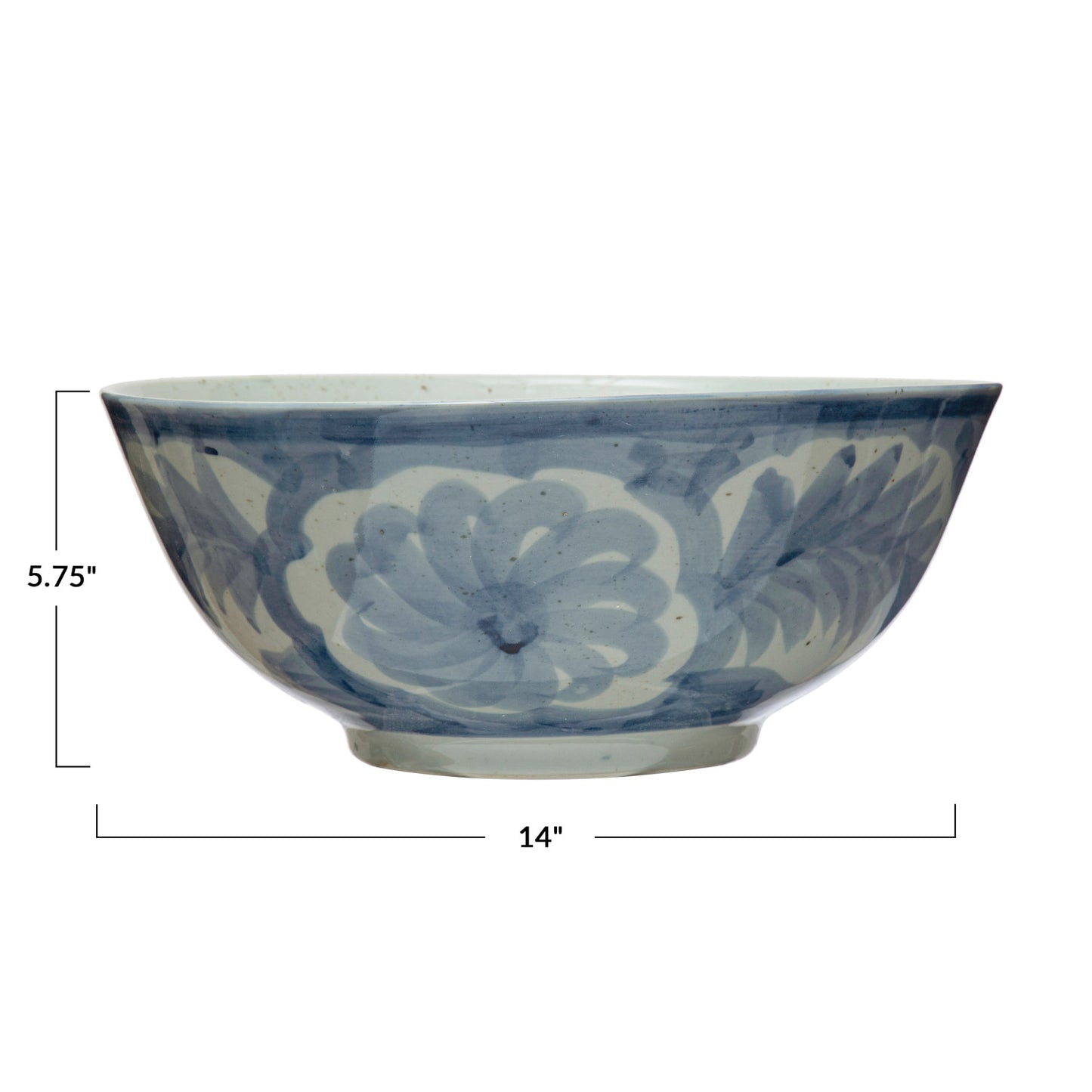 Hand-Painted Stoneware Bowl w/ Design, Blue & White