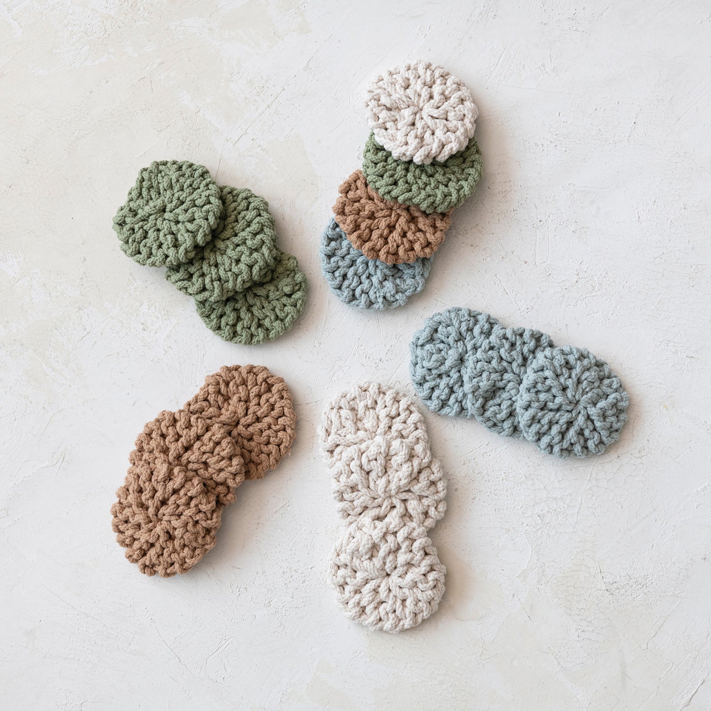 Cotton Crocheted Coasters, Set of 4