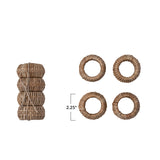 Hand-Woven Rattan Napkin Rings, Set of 4