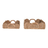 Decorative Braided Bankuan Trays with Handles & Scalloped Edge