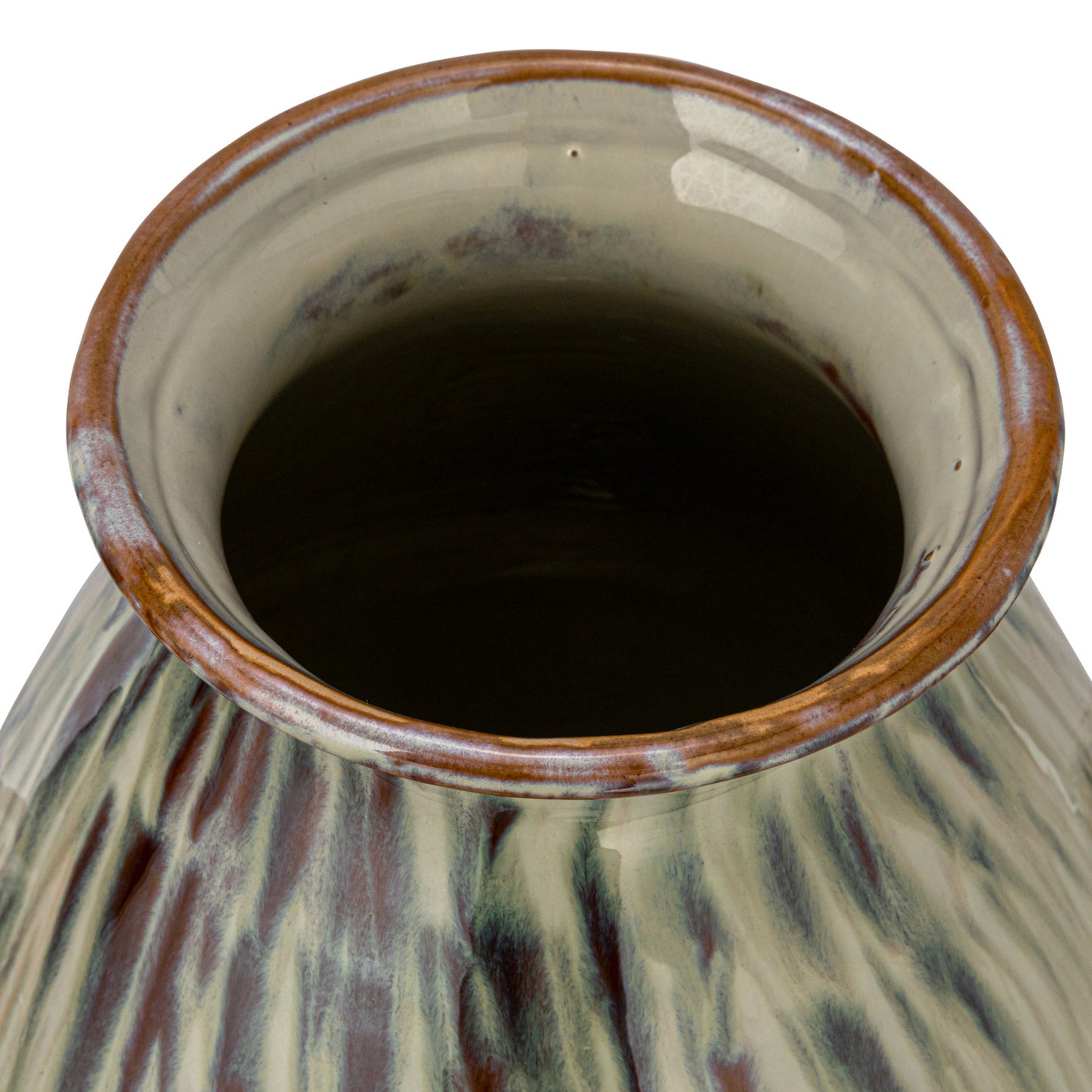 Hand-Painted Stoneware Vase with Handles