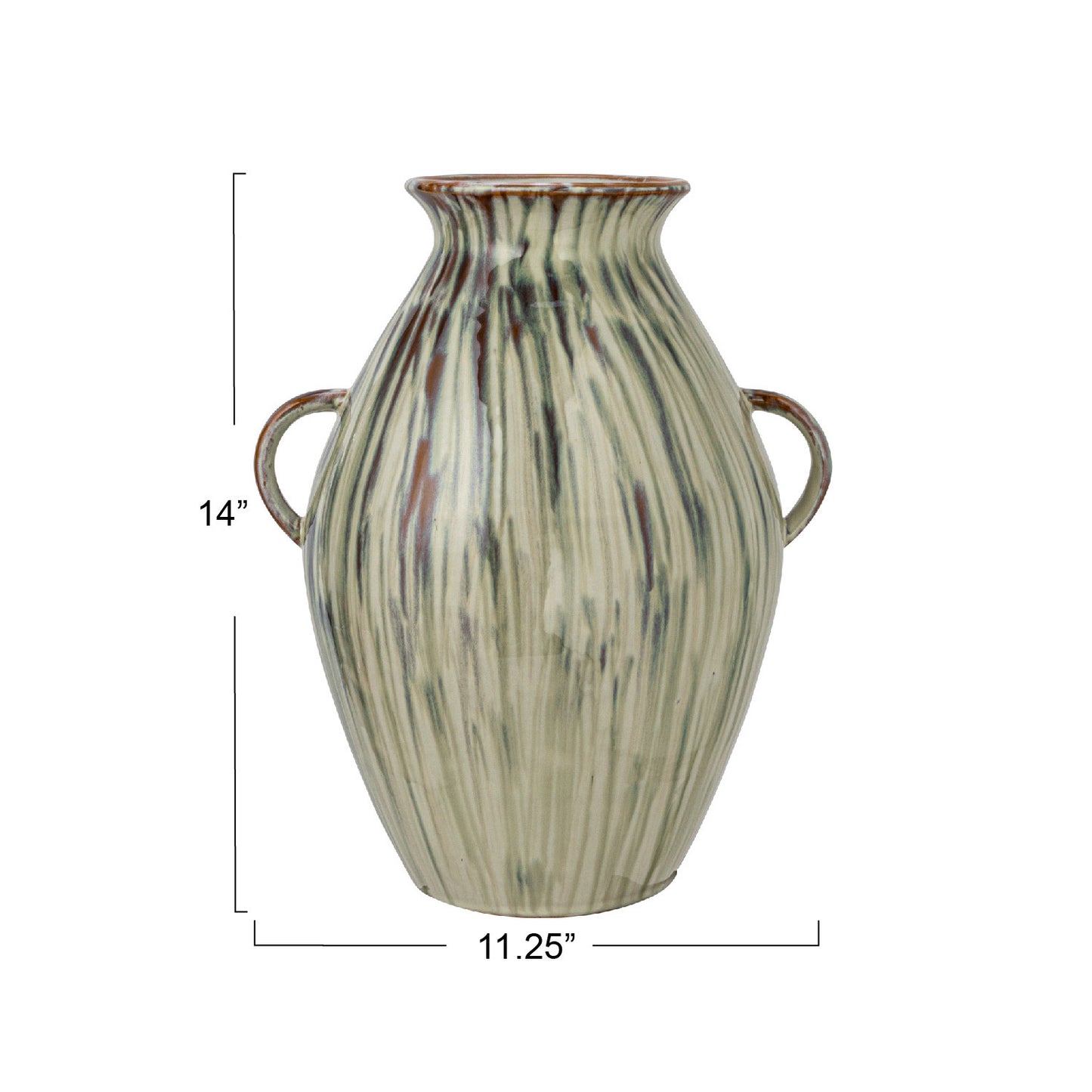 Hand-Painted Stoneware Vase with Handles