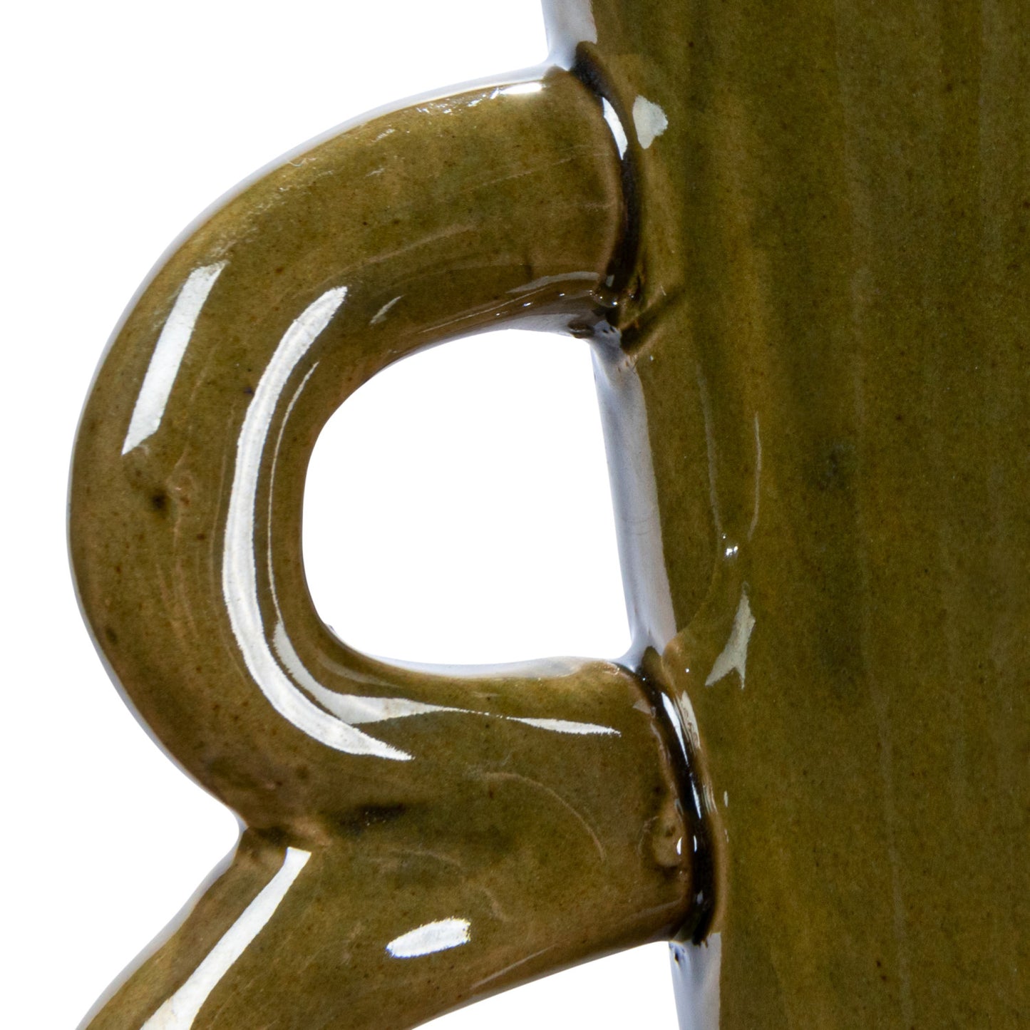 Stoneware Vase with Handles, Olive Green