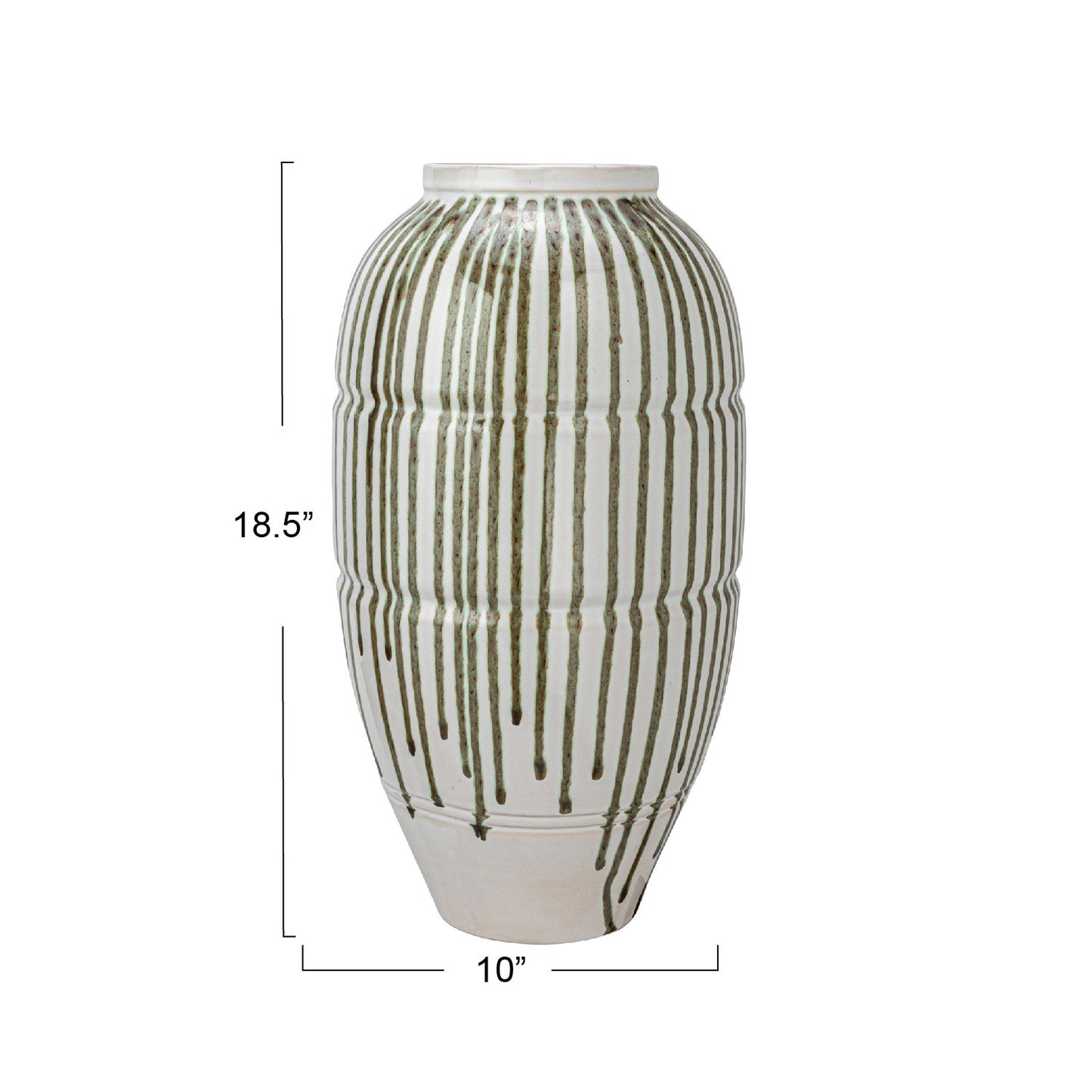 Hand-Painted Stoneware Vase with Drip Glaze