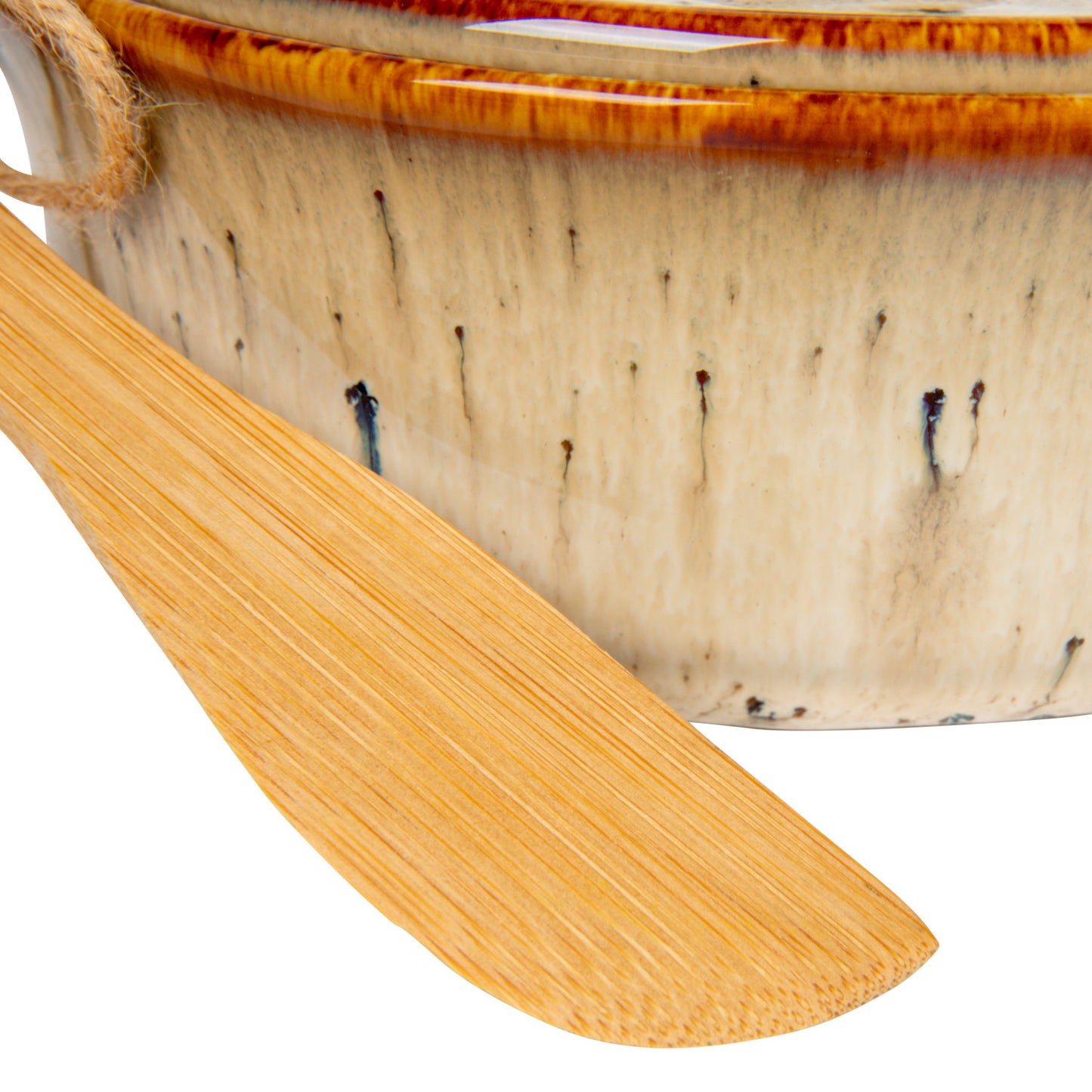 Stoneware Brie Baker with Bamboo Spreader