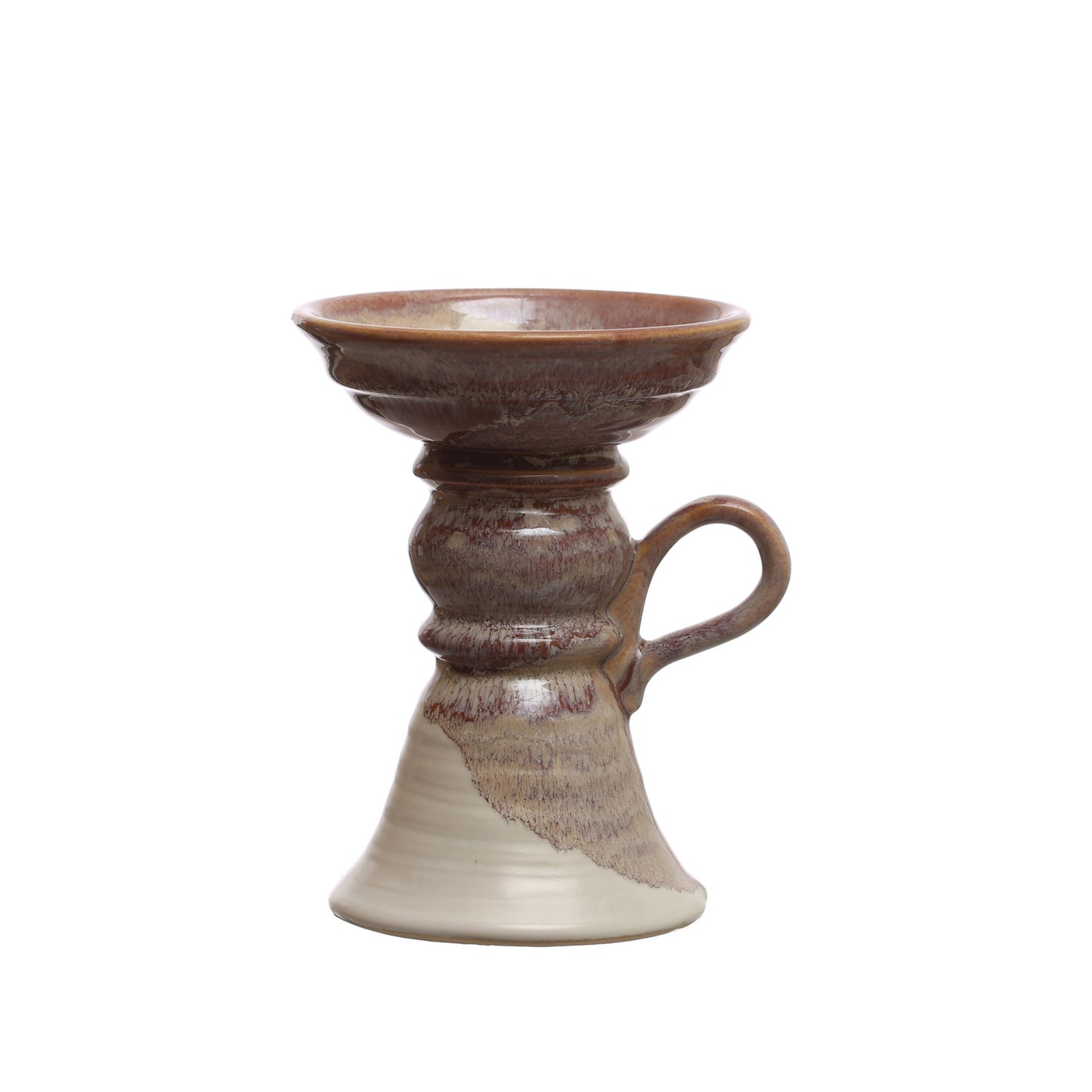 Stoneware Pillar Holder with Handle