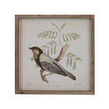 Wood Framed Glass Wall Décor with Bird