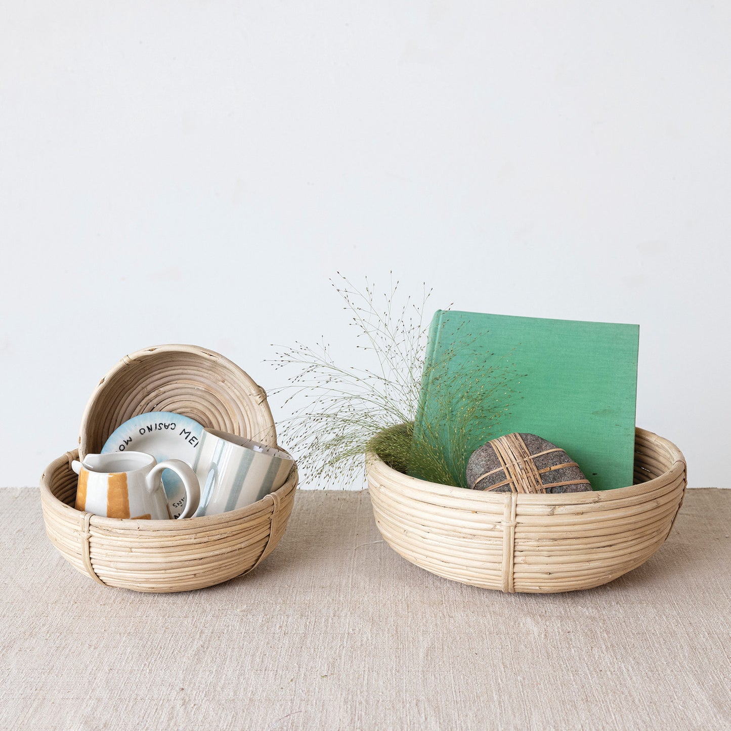 Hand-Woven Rattan Bowls -