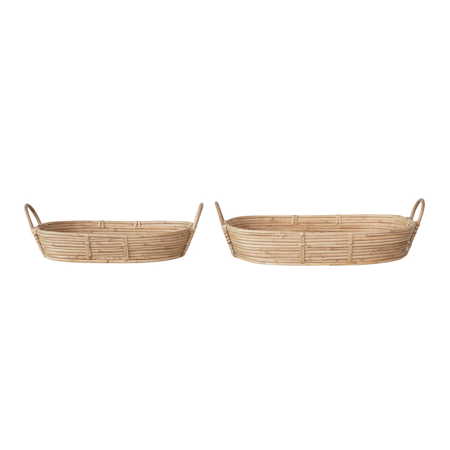 Hand-Woven Rattan Trays with Handles