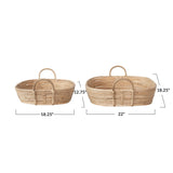 Hand-Woven Rattan Trays with Handles