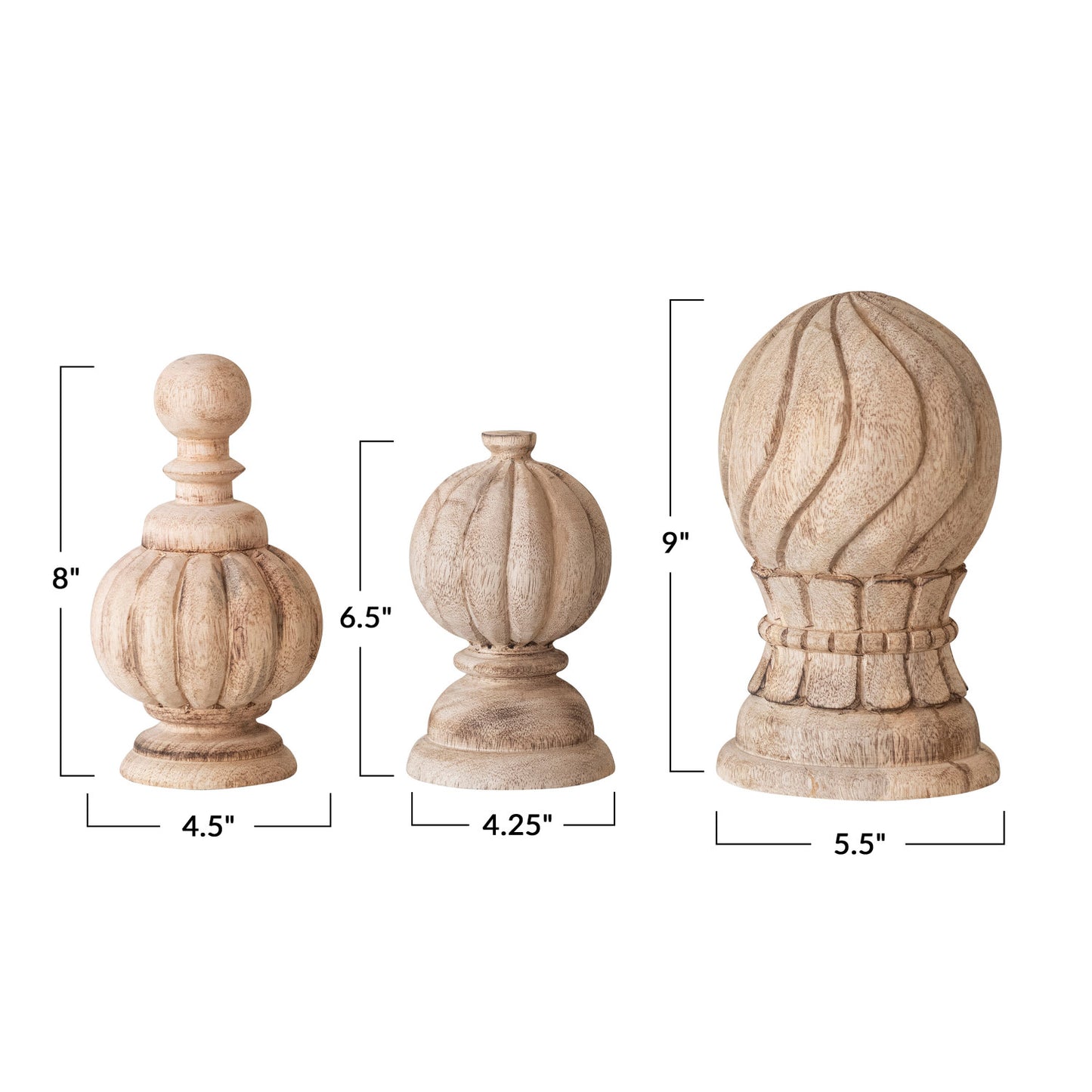 Hand-Carved Wood Finials