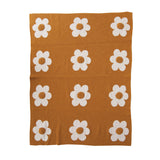 Cotton Knit Baby Blanket with Flowers and Tufting