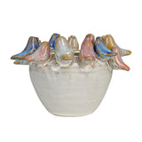 Stoneware Planter with Birds on Rim