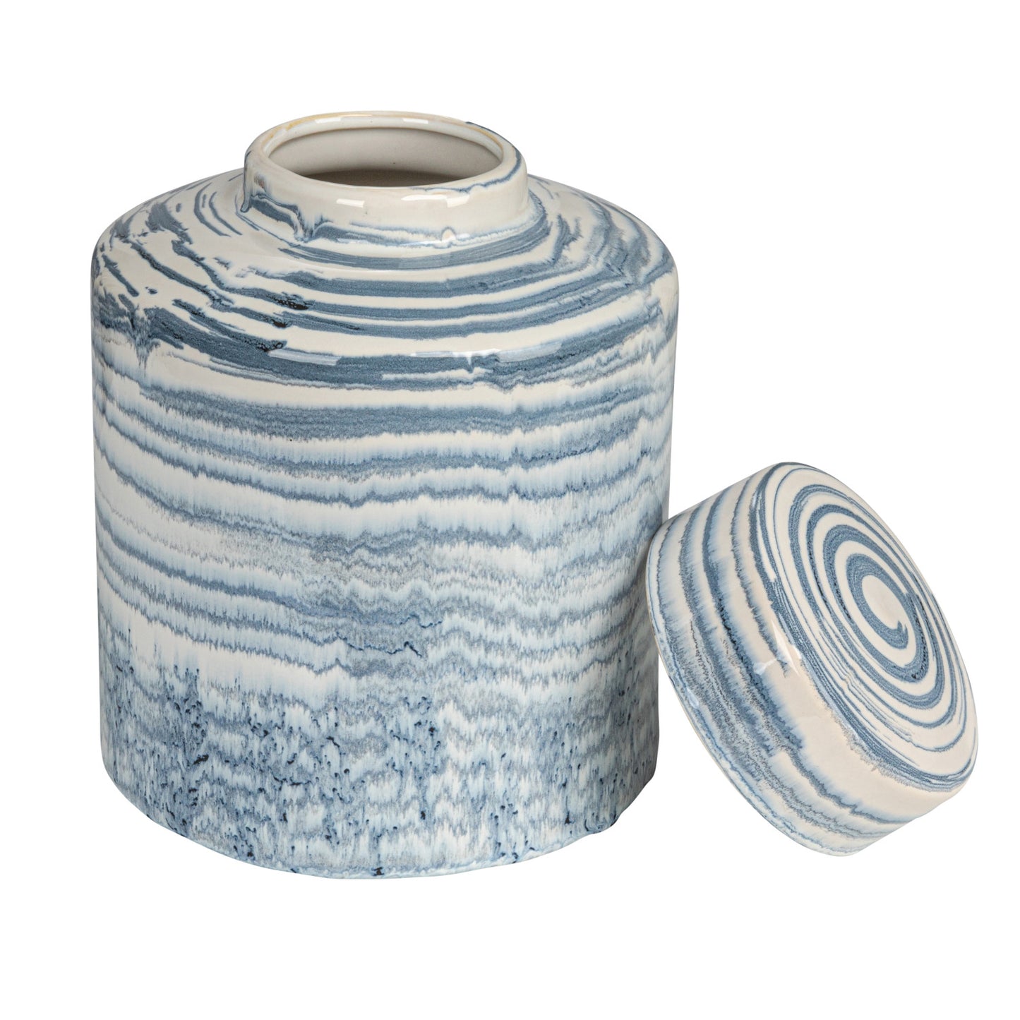 Stoneware Striped Ginger Jar