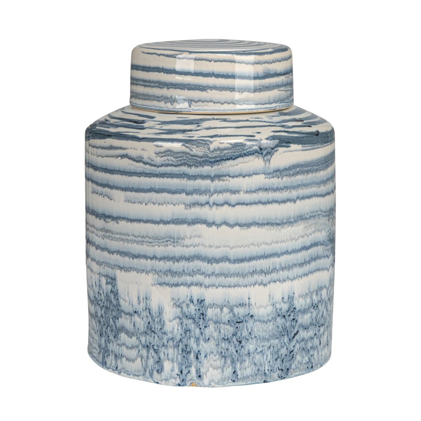 Stoneware Striped Ginger Jar