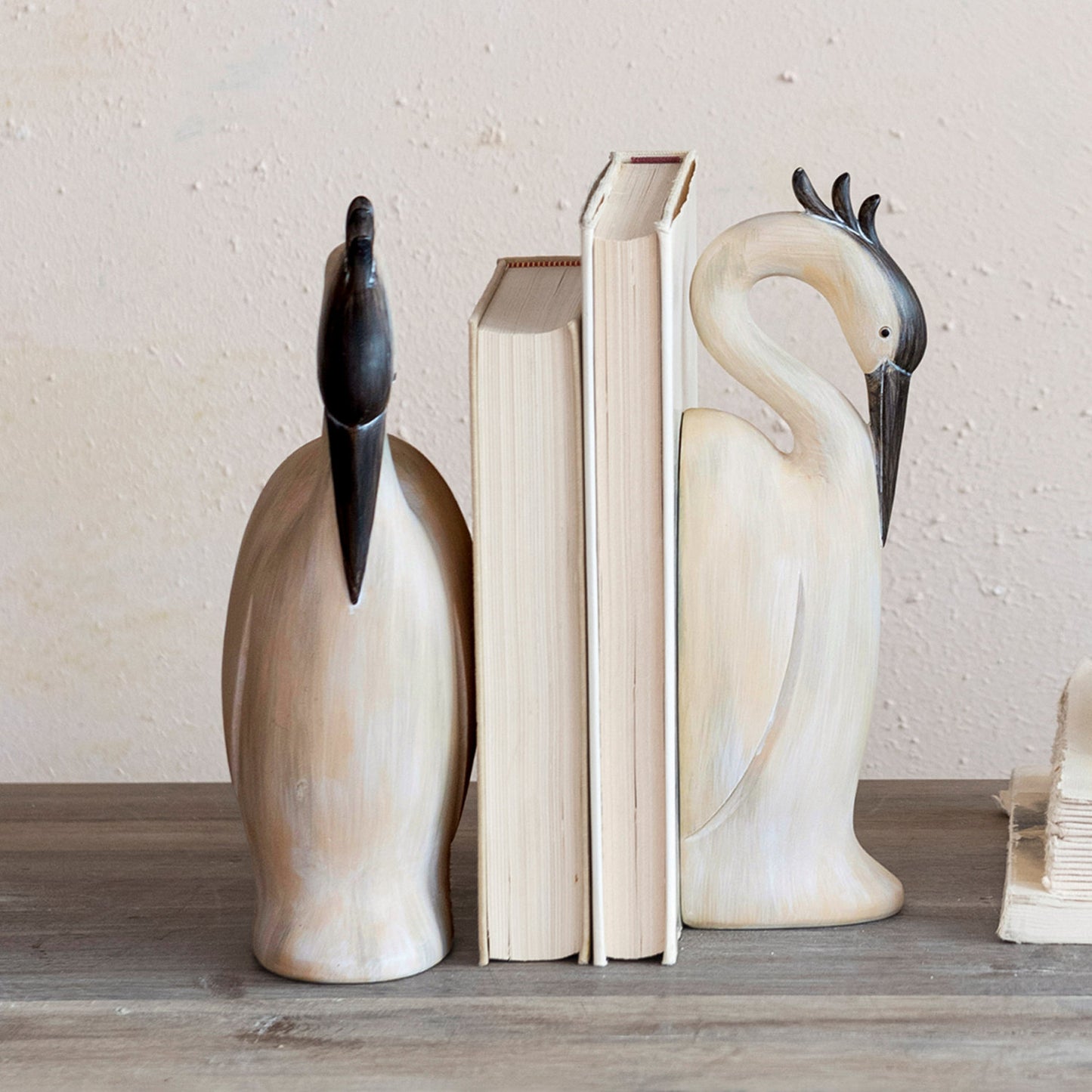 Resin Heron Shaped Bookends, Set of 2