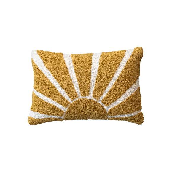 Cotton Tufted Lumbar Pillow with Sun and Cotton Back