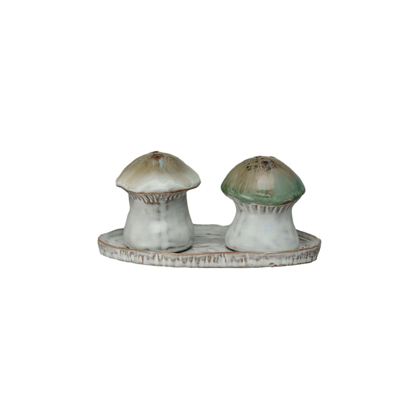 Stoneware Salt & Pepper Shakers w/ Tray