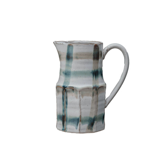 Hand-Painted Stoneware Pitcher