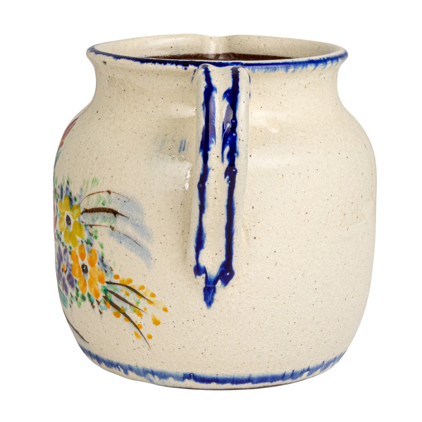 Decorative Terra-cotta Pitcher w/ Flowers & Handle