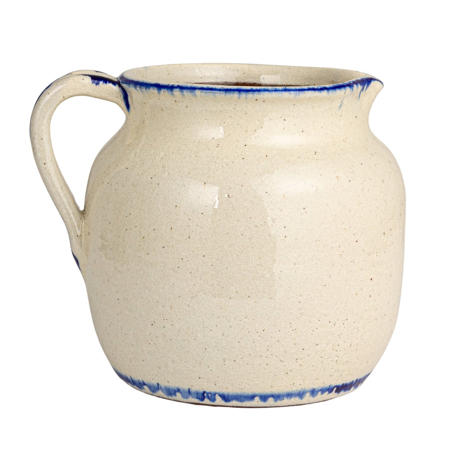 Decorative Terra-cotta Pitcher w/ Flowers & Handle