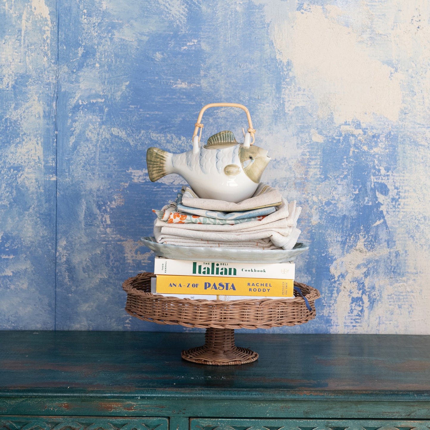 Hand-Painted Teapot with Strainer & Handle