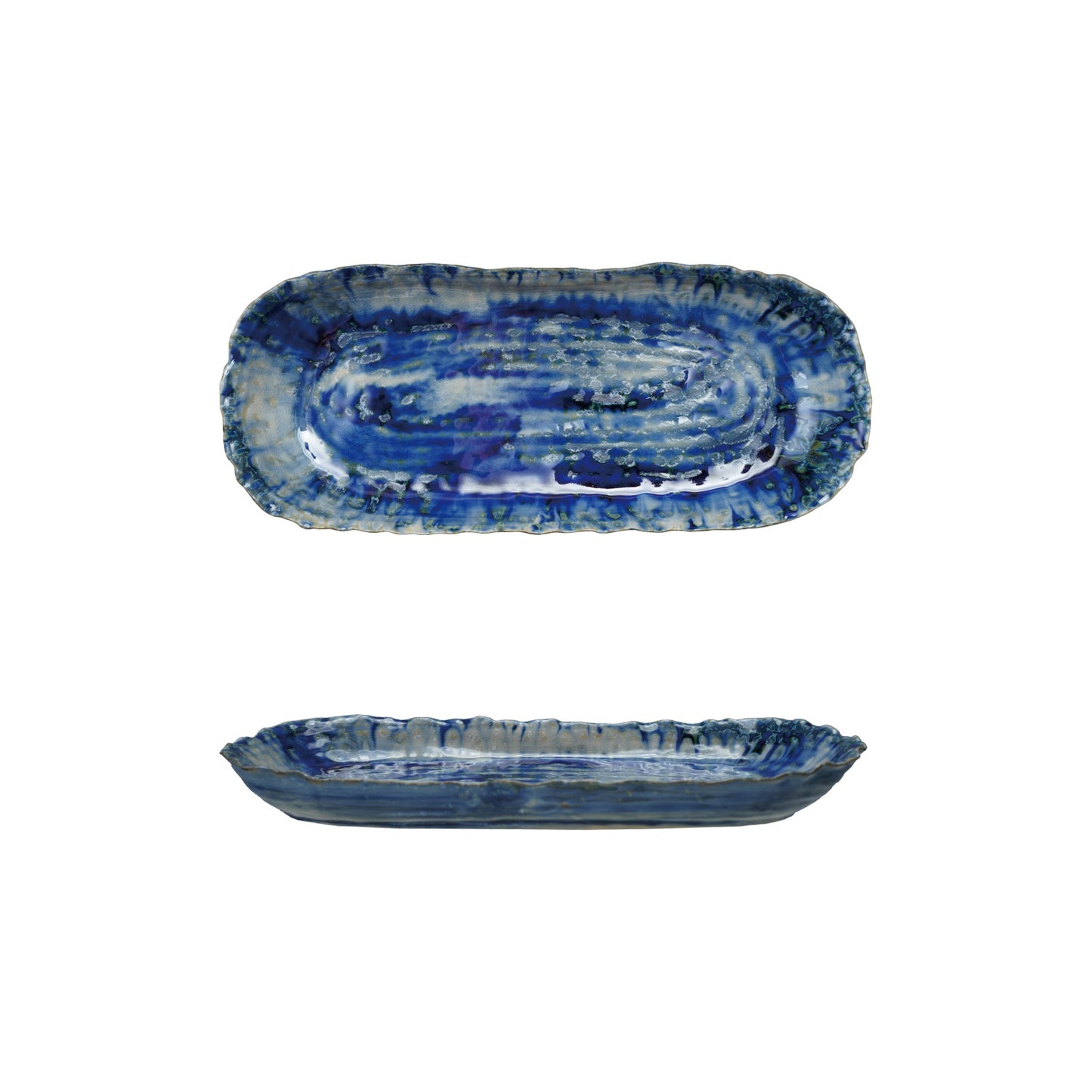 Stoneware Platter, Reactive Crackle Glaze