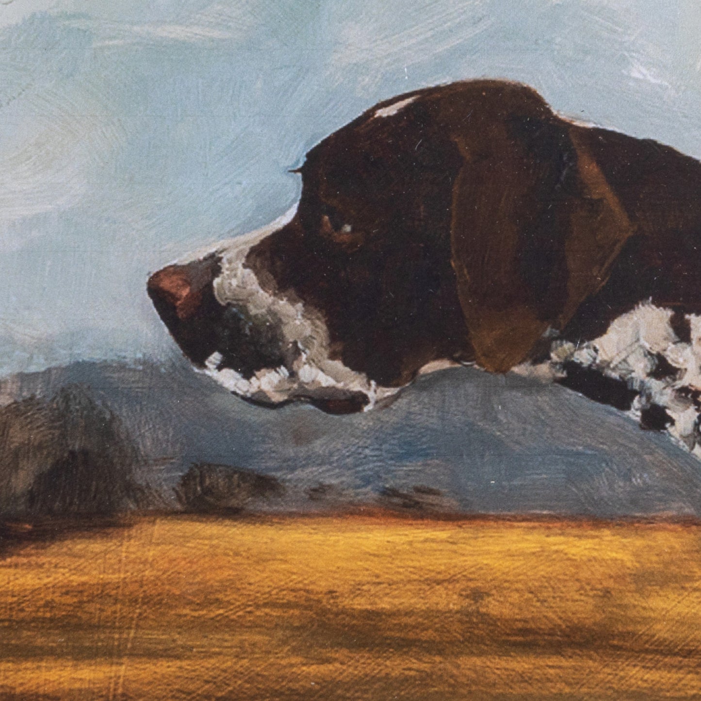 Wood Framed Glass Wall Décor with Pointer Dog Image ©