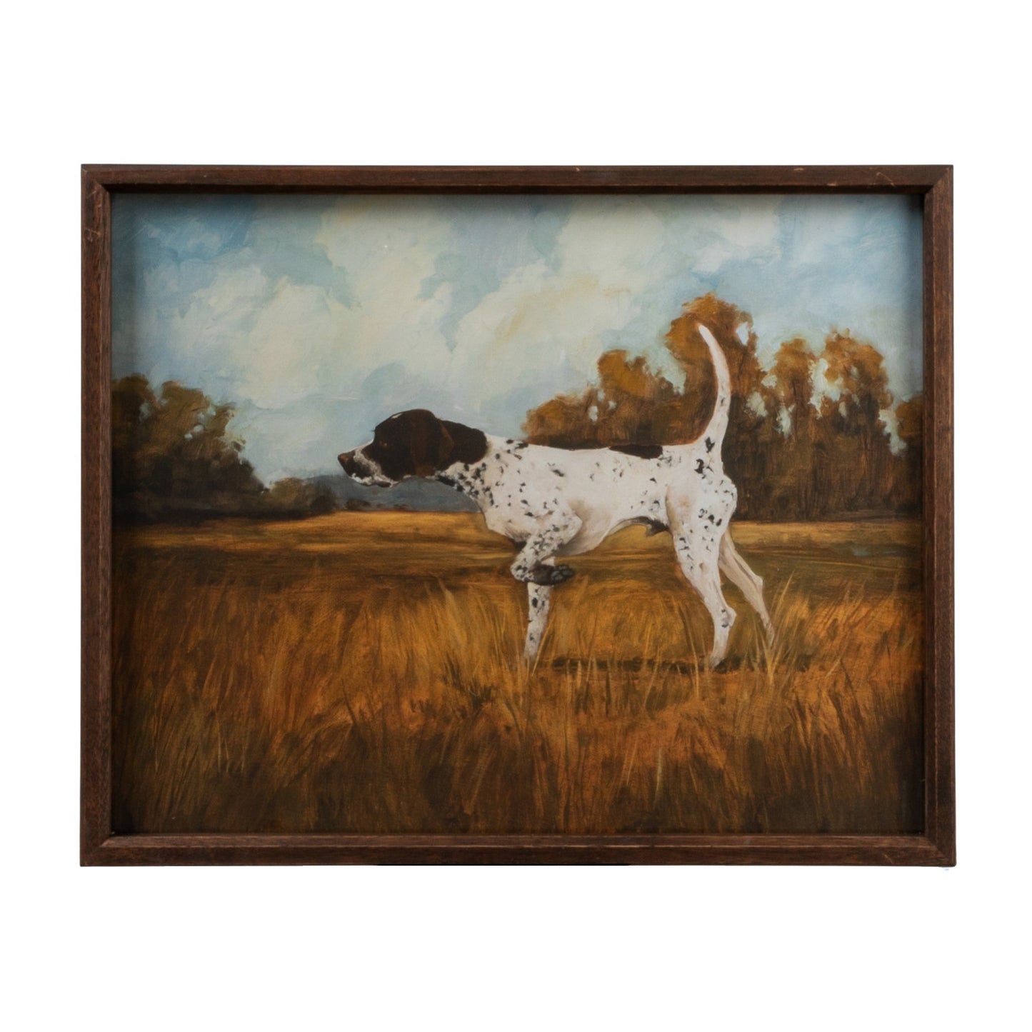 Wood Framed Glass Wall Décor with Pointer Dog Image ©