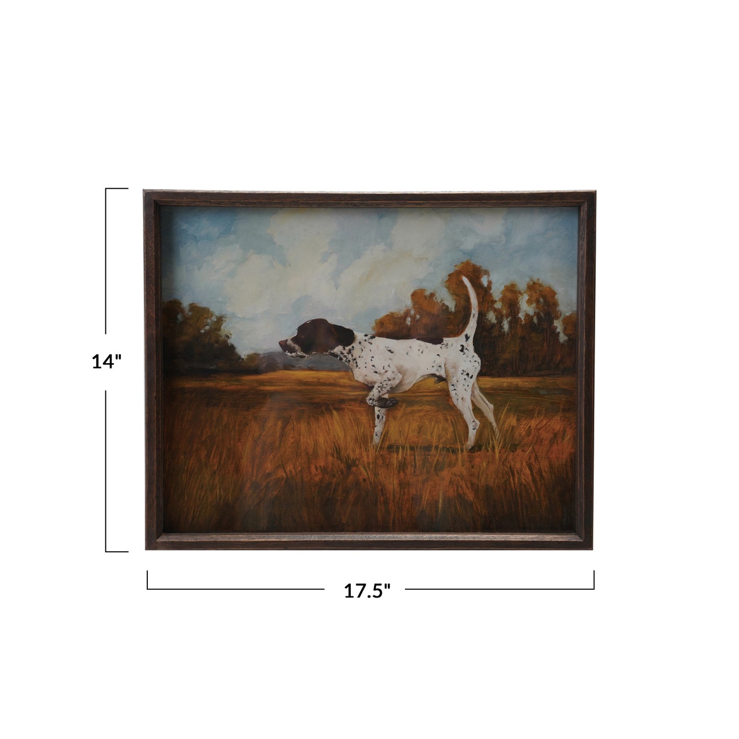 Wood Framed Glass Wall Décor with Pointer Dog Image ©