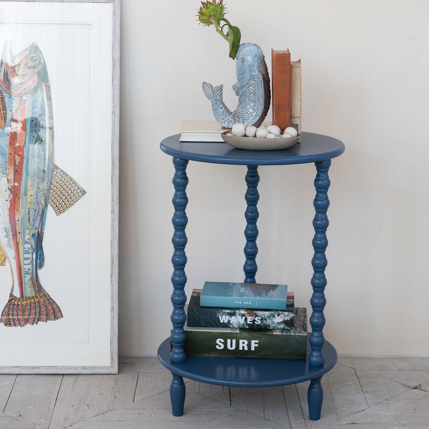 Framed Shadow Box Wall Décor with Paper Collage Fish